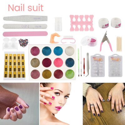 

78pcs Nail Acrylic Powder Glitter Manicure Set for Nail Art Kit Gems Decoration Crystal Rhinestone Brush Tools Kit for Manicure