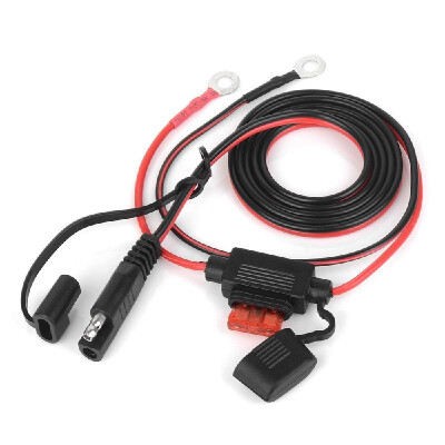 

12V Ring Terminal Harness with Black Fused 2-Pin Quick Disconnect Plug 2 Feet 16 Gauge Copper