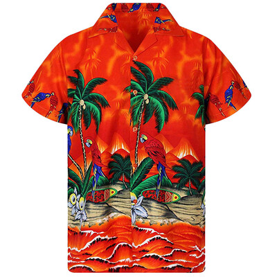 

Toponeto Mens Hawaiian Shirt Stag Beach Hawaiian Print Party Summer Holiday Fancy Blouse