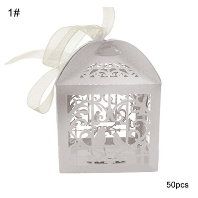 

50PcsSet Lace Ribbon Hollow Love Bird Wedding Favor Sweets Candy Boxes Gifts