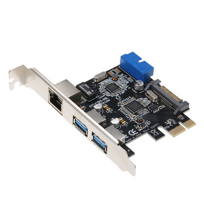 

PCI-E to USB30 Expansion Card 2 USB30 Ports 4Pin Power Supply&Gigabit High Speed Network Support PCI-E 1x PCI-E 4x PCI-E