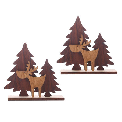 

Gobestart Wooden Mini Christmas Tree Desktop Ornaments Merry Christmas Party Decor