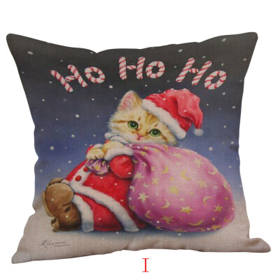 

Tailored Happy Christmas Pillow Cases Linen Sofa Cushion Cover Home Decor Pillow Case