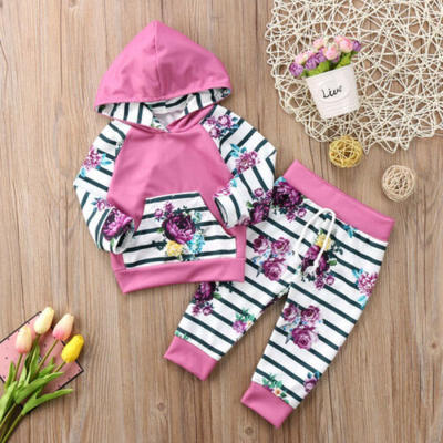 

Newborn Kids Baby Girl Clothes Long Sleeve Hooded T-shirt Top Pants Outfit Set