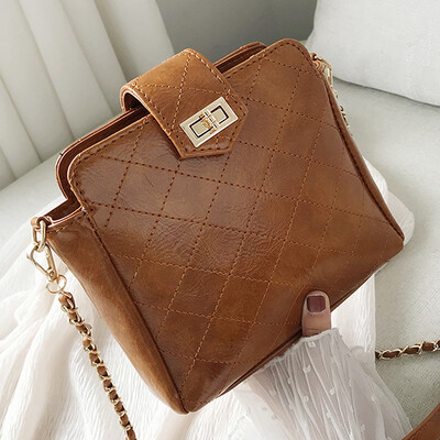 

Lingge chain bag women 2019 spring&summer new Joker bucket bag student girls small satchel shoulder bag
