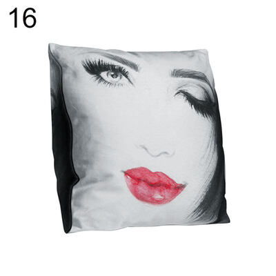

Double-sided Print Beauty Head Portrait Pillow Case Cushion Cover Sofa Car Decor