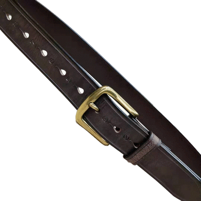 

Mens belt pure leather square leather head with a bronze pin buckle fashion casual mens belt