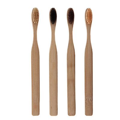 

4PCSSet Environmental Bamboo Charcoal Toothbrush Oral Health Low Carbon Medium Soft Bristle Wood Handle Toothbrush
