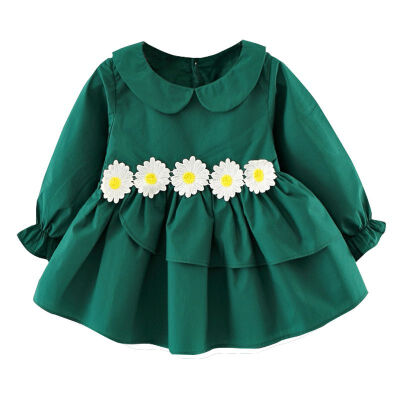 

Spring Casual Toddler Girls Cotton Long-sleeved Dresses Baby Princess Dresses 2019 New Fashion Baby Clothing Outfit 0-3Y