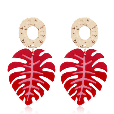 

Solememo New Hot ZA Bohemian Vintage Leaf Design Drop Earrings Tropical Plant Statement Dangle Earrings Aretes De Mujer E3550