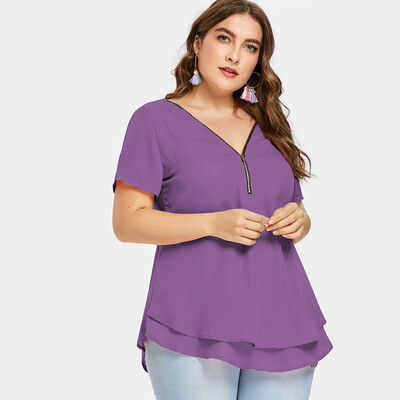 

Roseonmyhand Summer Womens Fashion Casual V-Neck Solid Big Size Short Sleeve Tank Tops