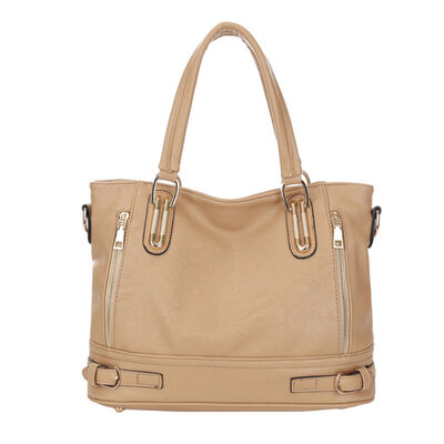 

Solid Color Large Capacity Zipper Women Faux Leather Tote Crossbody Shoulder Bag