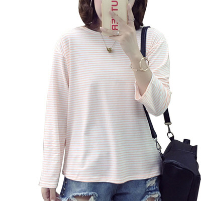 

Women Casual O Neck Striped Print T Shirt Long Sleeve T-Shirt harajuku autumn Tshirt befree camiseta feminina