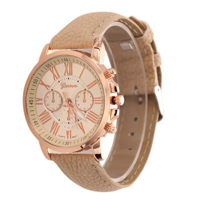 

2015 New Luxury Bracelet Geneva Roman Faux Leather Analog Quartz Wristwatch