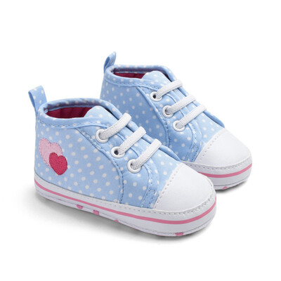 

Canvas Shoes Baby The First Walker Shoesborn Love Embroidered Elastic Band Dot Print Toddler Shoes