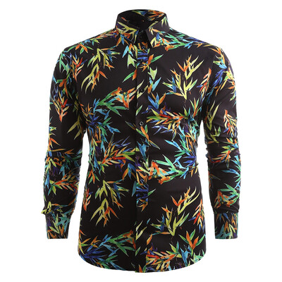 

Allover Colorful Bamboo Leaf Print Shirt
