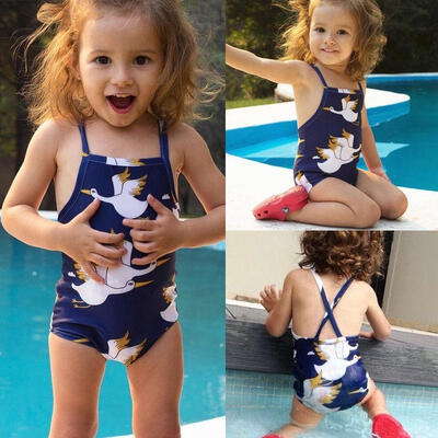 

Toddler Kids Baby Girls Swan Print Bikini Swimwear Swimsuit Beachwear 1-6Y