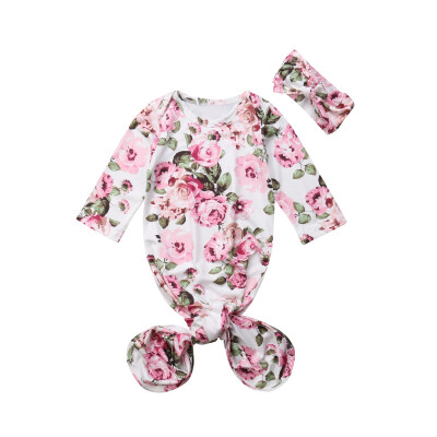 

Cute Baby Girl Flower Swaddle Wrap Blanket Long Sleeve Sleeping BagHeadband