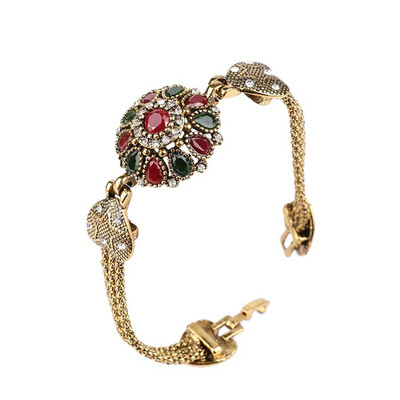 

Tibetan Alloy Red For Women Roman Royal Jewelry Bangle Retro Bohemian Turkey Bracelet Resin Color Gold