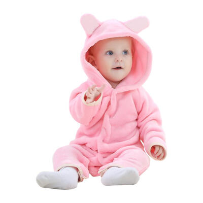 

Newborn Baby Cute Bear Infants Rompers Snap Button Winter Hooded Jumpsuit