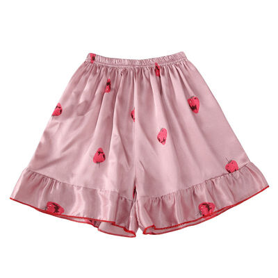 

Women Summer Thin Section Elastic Waist Loose Casual Cute Cartoon Print Anti-light Silk Pajama Comfortable Sleep Shorts -XL