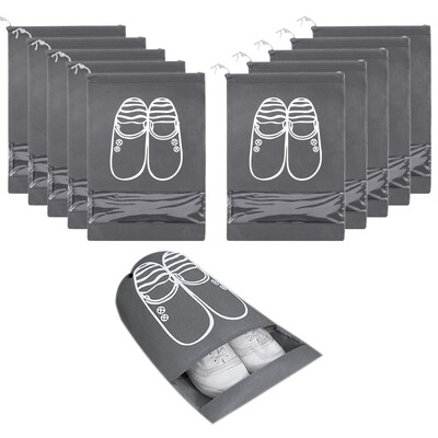 

10 Pack Non-Woven Drawstring Shoe Storage Bag Men Women Travel Gym Shoe Packing Organizer Bag Pouch