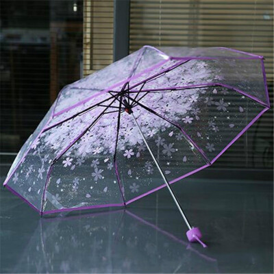 

Siaonvr Transparent Clear Umbrella Cherry Blossom Mushroom Apollo Sakura 3 Fold Umbrella