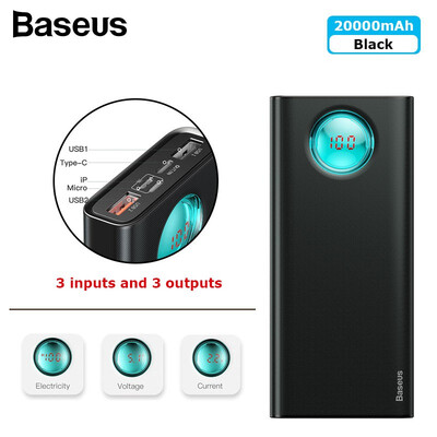 

Baseus PD30&USB30 20000mAh 18W Quick charge powerbank for MacBook digital display power bank for iphoneHuaweiSumsung