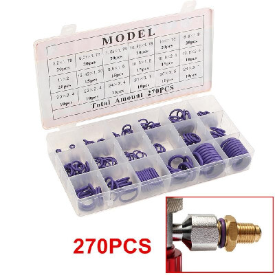 

Rubber O-Ring 270Pcs R134A Car Airconditioning Sealing Set Rubber O-Ring Washer Seals with Plactics Box Kit