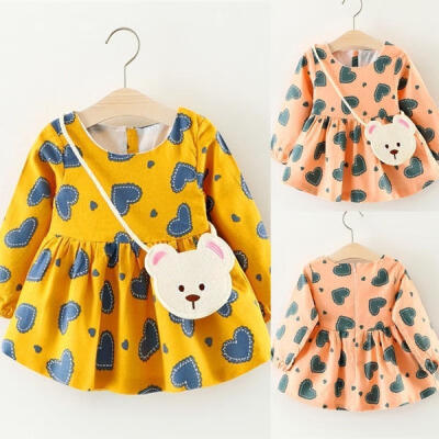 

Toddler Baby Girls Dress Long Sleeve Princess Party Pageant Dresses Kids Clothes