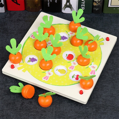 

YIWULAWooden Childrens Cute Radish Memory Chess Games Educational Toys For Kids