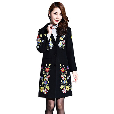 

Lapel Floral Embroidered Coat