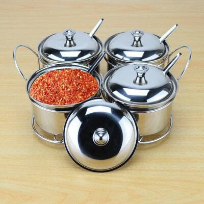 

new style 300mlcanister Cruet Condiment Spices Set with a spice rack Stainless Steel Condiment Canister Seasoning Tools