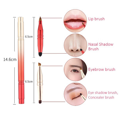 

Makeup Brush Four-head Retractable Adjustable Eyebrow Eyeshadow Lips Concealer Brush Portable Makeup Brush With Lid