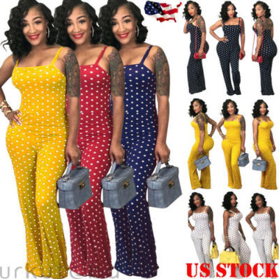 

Womens Hot Fashion Sexy Sleeveless Wave printing Backless Sling Long Jumpsuit