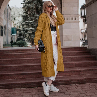 

Tailored Women Casual Loose Hollow Long Sleeve Solid Sweater Cardigan Coat