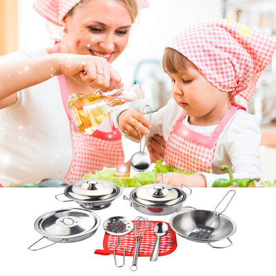 

Siaonvr 14 Pcs Set Kids Pretend Toys Kitchen Toys Stainless Steel Cookware Toy Set