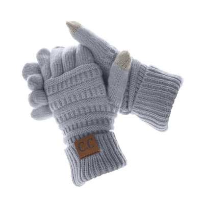 

Winter Warm Soft Knitted Fullfinger CC Gloves Anti-Slip Touch Screen Smart Cellphone Finger Tips Mittens Thermal Glove