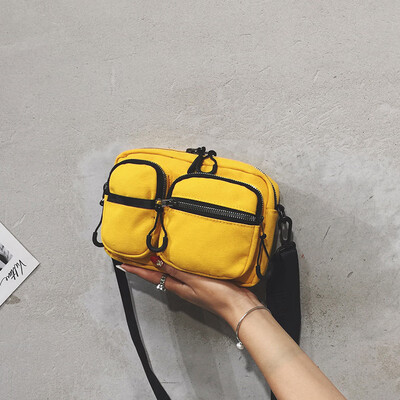 

Ins super fire small bag female new 2019 summer fashion wild small square bag Korean version of the canvas slung shoulder bag