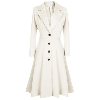 

Toponeto Womens Winter Lapel Button Long Trench Coat Jacket Ladies Overcoat Outwear
