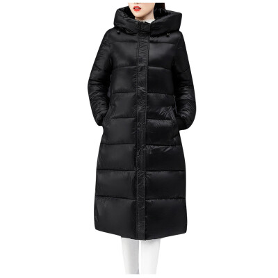 

Toponeto Women Fashion Outerwear Long Cotton-padded Jackets Pocket Faux Hooded Coats