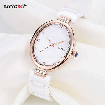 

Korean version of quartz waterproof ceramic watch womens simple casual ladies watch round bowl table 80056