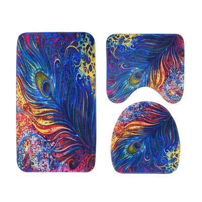 

3pcsset Phoenix Feather Print Anti Slip Water Absorbent Floor Rugs Carpet