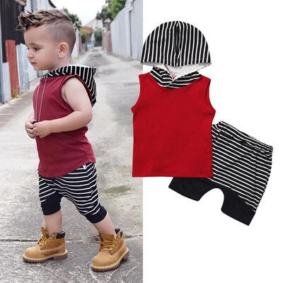 

2pcs Newborn Baby Boy Sleeveless Vest T shirtShorts Pants Outfits Clothes Set