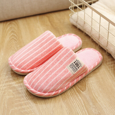 

Rose Womens Winter Stripe Indoor Slippers Home Anti-Slip Soft Warm Shoes