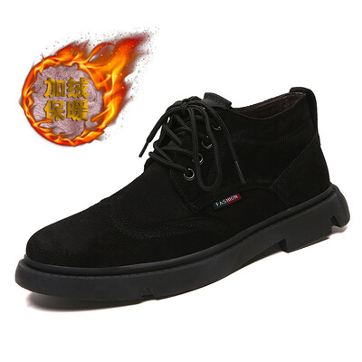 

2019 winter new fashion mens cotton boots warm boots mens cross-country large size leather boots mens plus velvet Martin boots