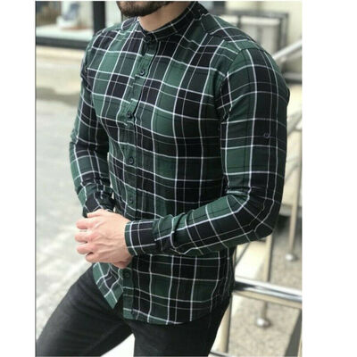 

SUNSIOM Fashion Mens Casual Dress Shirt Mens Plaid Long Sleeve Shirts Tops Tee