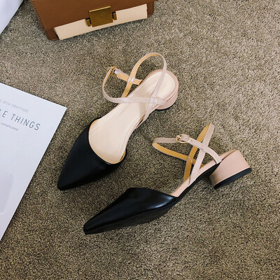 

Sandals fairy wind students spring&summer Baotou buckle belt Joker thick with female shoes