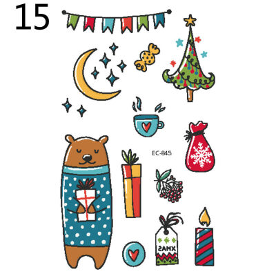 

Cartoon Christmas Elements Waterproof Temporary Tattoo Stickers Children Gift