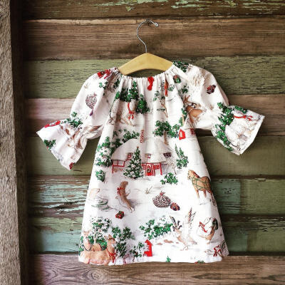 

Christmas Toddler Kid Baby Girls Xmas Wildlife Print Costume Cute Floral Dresses